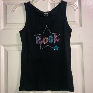 SO girls 16 black “ROCK” Tank Top Back to School